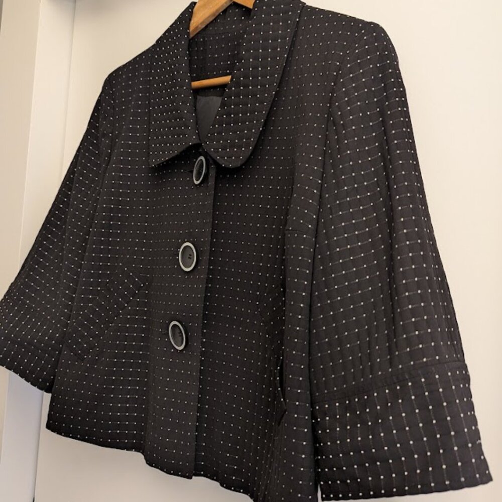 Black Polka Dot Cropped Jacket French Couture Style - Picture 4 of 9